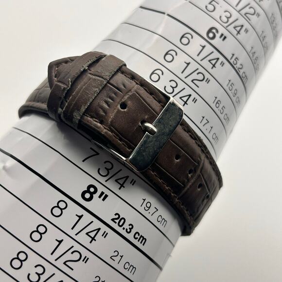 UNLISTED UL1295 Silver Tone Brown Leather 42mm Men’s Watch Working - Picture 8 of 8